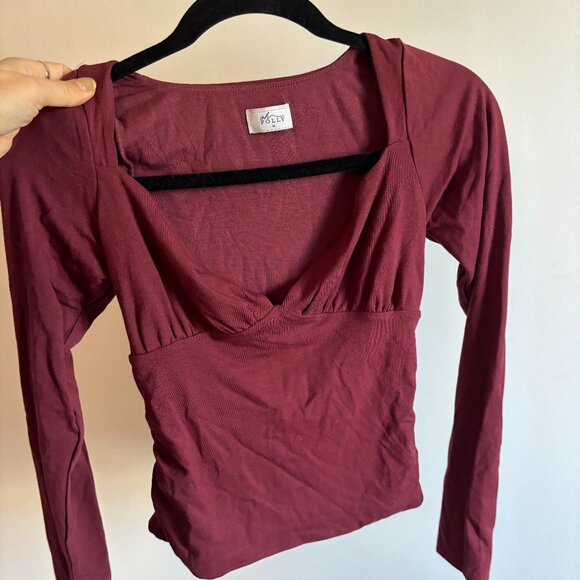 oh polly long sleeve wine red top - Picture 3 of 6